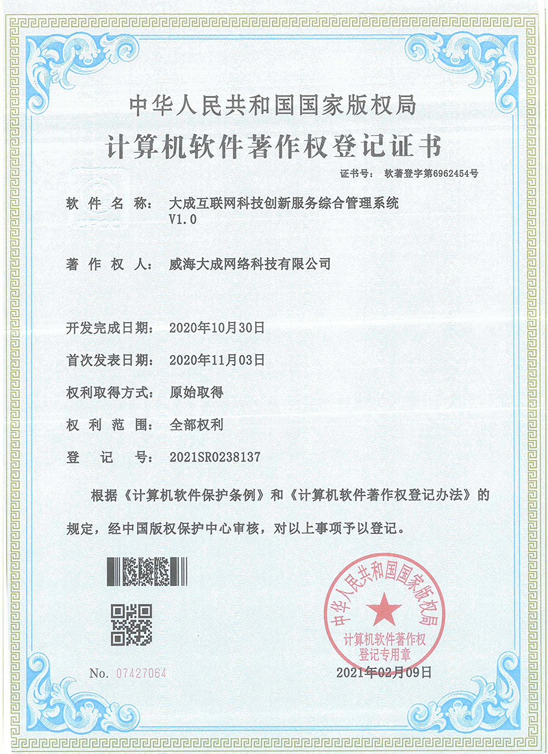 大成互联网科技创新服务综合管理系统